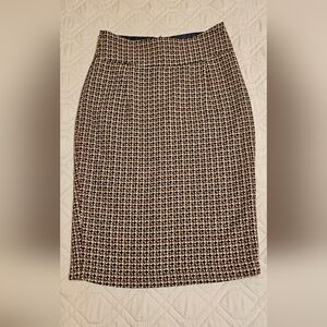 Hazel Wool Blend Retro Pattern Pencil Skirt